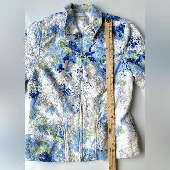 Coldwater Creek Colorful Spring Embroidered Zip Painterly Floral Jacket Womens 6 - Picture 5 of 6